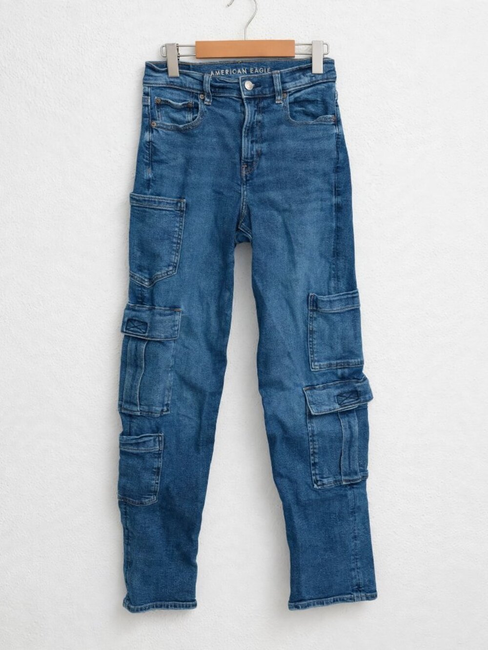 American Eagle Super High-Rise Baggy Straight Cargo Jeans 2 Y2K